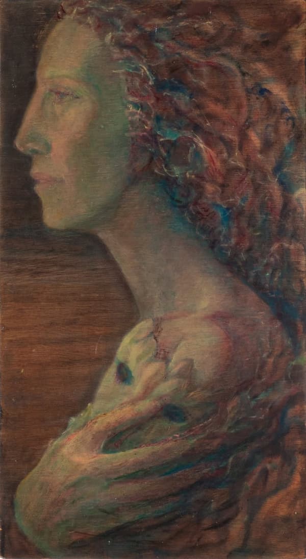 RITA CARELLI FERI Licheni olio su tavola 27x50