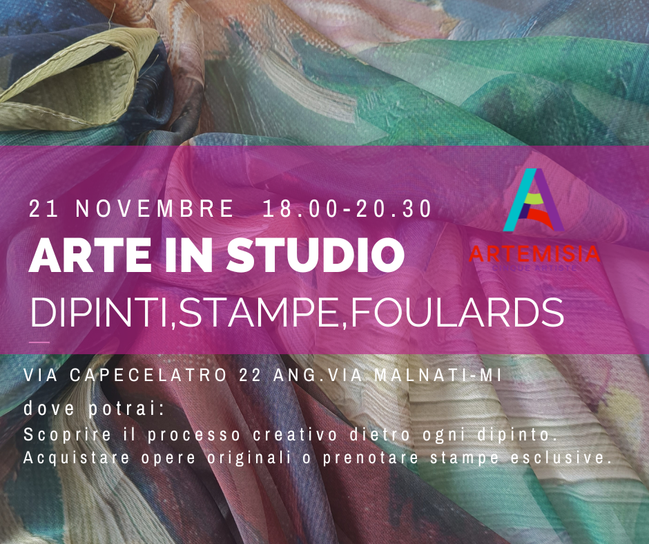 Tessuti colorati e dipinti in esposizione per l'evento Arte in Studio.